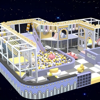 Aire de jeux intérieure sur le thème du château de conte de fées Macaron, équipement de jeu souple pour enfants, château ludique avec piscine à balles, toboggan et structure d'escalade pour centre commercial