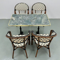 Table à manger en rotin tressé rétro, style français moderne et minimaliste, pour restaurant occidental, bistro, salon de thé, maison d'hôtes, en bambou d'extérieur