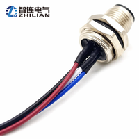 Connecteur d'alimentation M12 16 broches femelle étanche IP67 en ABS nickelé à montage sur panneau avec fils de raccordement