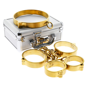Caja Personalizada Gratis - Juego de Restricciones BDSM Doradas Pesadas, Kit de Esclavitud, Esposas de Acero Inoxidable, Tobilleras, Juguete Especial de Bondage Fetiche SM - Product Image 2