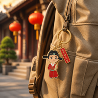 Porte-clés personnalisé en alliage émaillé avec figurine de dessin animé, plaqué or, souvenir culturel, marque OEM SHIBO, sérigraphié