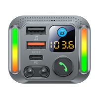 Émetteur FM Bluetooth pour voiture avec appels mains libres, amplification des basses, chargeur rapide USB C PD QC3.0, lumière RGB, lecteur MP3