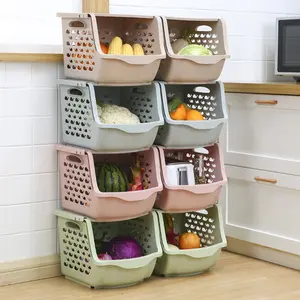 多功能可堆叠PP塑料储物篮，用于蔬菜水果零食瓶玩具洗漱用品