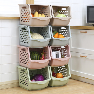 Multi-purpose Stackable PP Plastic Storage Baskets Bins for Vegetables Fruits Snacks Bottles Toys Toiletries