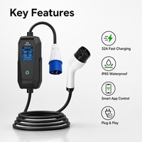 Station de recharge portable pour véhicules électriques, étanche et anti-poussière IP65, prise CEE bleue, écran de 2,8 pouces