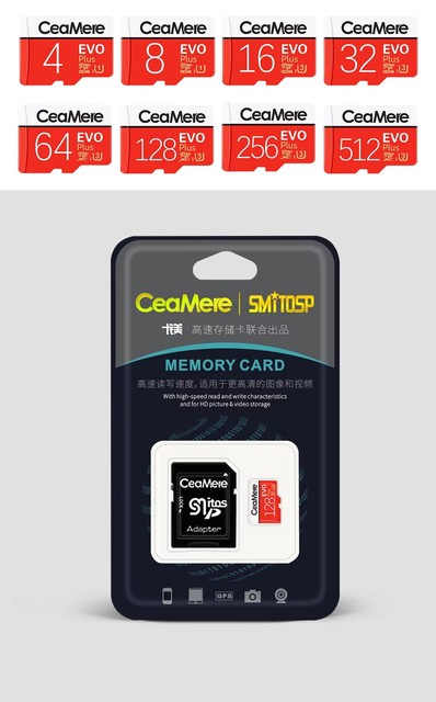 Ceamere Wholesale White Red Micro Memory TF Card Class 10 UHS-3 TF Camera Speicherkarte 8GB to 256GB Memory Cards Micro 128GB