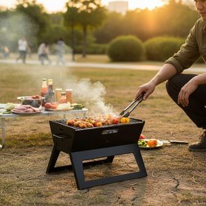 Nouveau Barbecue Pliable en X à Charbon de Bois pour Rangement Facile, <span class=keywords><strong>Grill</strong></span> Portable Léger pour Camping, Pique-nique et Cuisine en Extérieur - Product Image 2