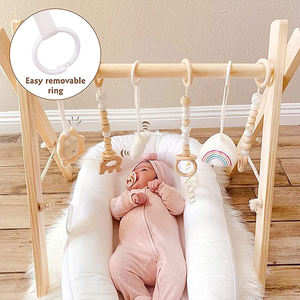 Pieghevole bambino in legno palestra con 4 in legno per bambini giocattoli di dentizione struttura attività palestra appesa Bar regalo per neonato gioco del bambino palestra - Product Image 3