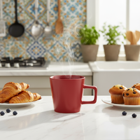 Service de vaisselle classique de luxe en céramique, 4 pièces, en grès émaillé rouge, résistant au lave-vaisselle, au four et à la chaleur