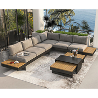 Ensemble de mobilier d'extérieur personnalisé moderne en métal aluminium en forme de L pour coin de patio ensemble de conversation canapé de jardin