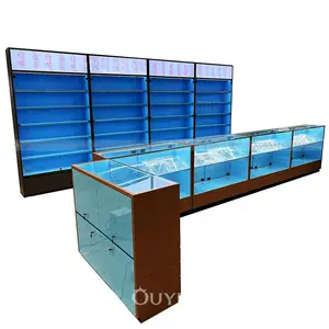 Morden Tobacco Shop Decoration Furniture Supplier Hookah Shop Display Shelf Glass Cabinets Display Case For Smoke Shop