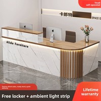 QT-210X Nouveau comptoir d'accueil en cuir de style chinois moderne avec rangement pour magasin de vêtements, bureau, petite boutique