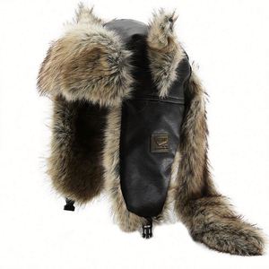 Gorro de Trapper de Piel con Diseño Novedoso, Venta al por Mayor, Gorro de Invierno para Mujer Adulta con Orejeras, Gorro de Trooper de Cuero Ajustable - Product Image 1