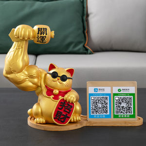 Lucky Cat Resin Crafts Front Desk Ornament Store se abre para enviar regalos Página de pago con código QR para la colección de dinero fácil - Product Image 4