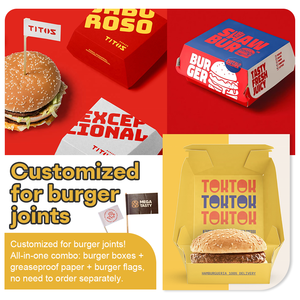 Cajas para <span class=keywords><strong>Hamburguesas</strong></span> al por Mayor, Contenedor Resistente Desechable de Papel de Calidad Alimentaria para Suministro de Restaurantes - Product Image 5