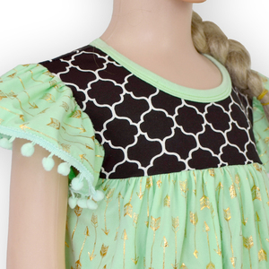 Vestidos de Niña con Diseños Impresos de Flechas, Personalización con Impresión Digital, Vestido de Verano con Mangas con Volantes - Product Image 5