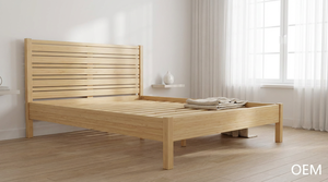 बेडरूम के फर्नीचर में कोई गद्दा राजा रानी जुड़वां लकड़ी के बने लोकप्रिय बिस्तर फ्रेम 1.8 मीटर डबल आधुनिक लकड़ी के बिस्तर - Product Image 2