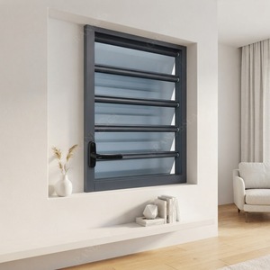 Fenêtre à persiennes en verre avec cadre en aluminium, lames en verre trempé, ventilation réglable, fenêtre à persiennes pour projets <span class=keywords><strong>de</strong></span> construction - Product Image 2
