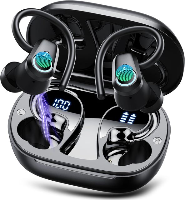 Ows Earbuds Bt Earphone Wireless Earphones Stereo Bass IP7 Waterproof Touch Control Led Digital Display Sports Earphones