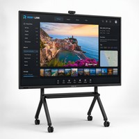 Écran plat interactif de 65 pouces avec support mobile sur roulettes, affichage tout-en-un