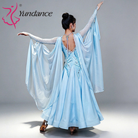 Robe de danse de salon lyrique en mousseline bleue personnalisée Yundance B-26069, tenue de scène fluide pour femmes, compétition de valse, haute qualité