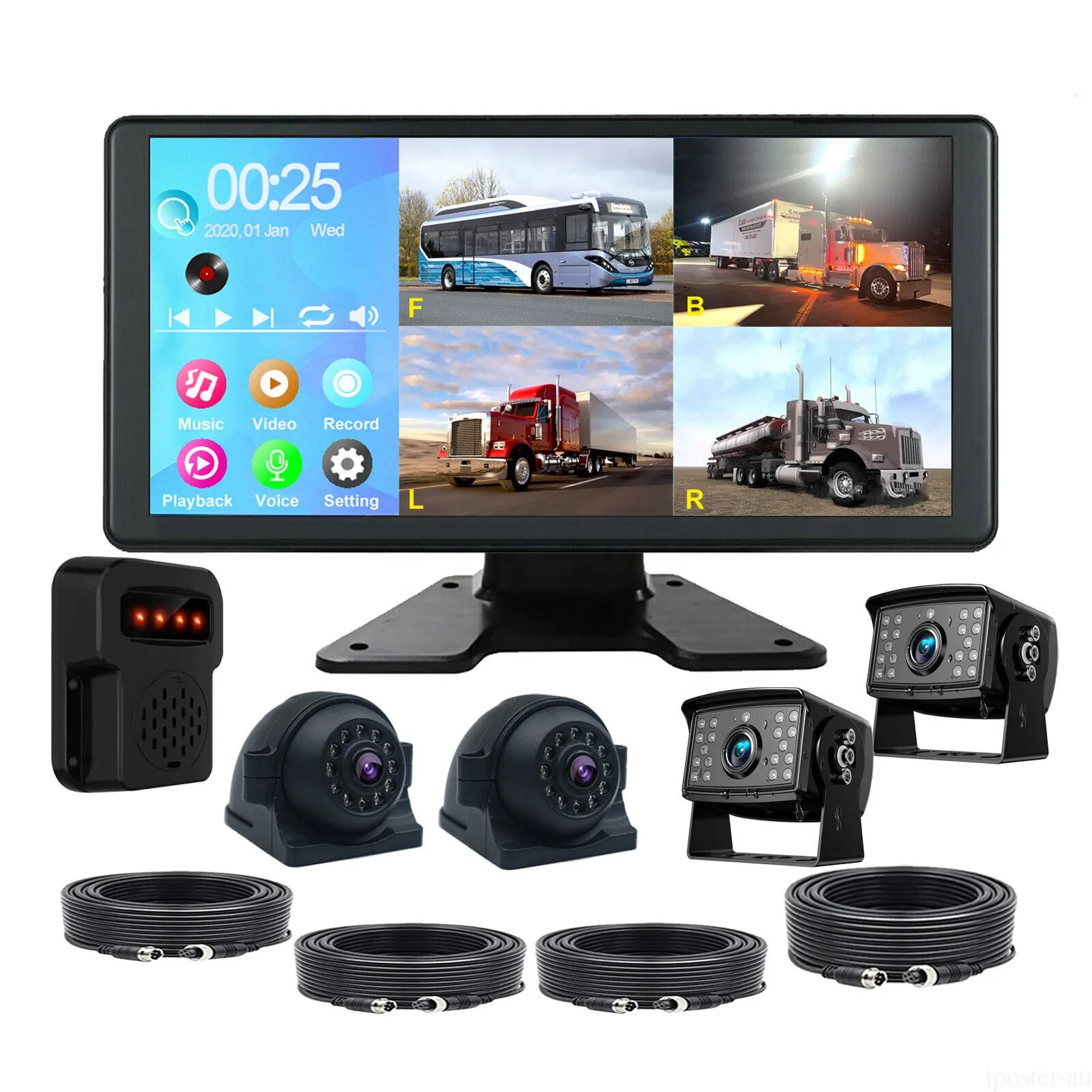 IPoster neues Design 10.36in 12-36V Für LKW DVR Quad Split Monitor 360 View Backup-Kamera mit BSD-Alarm Auto Human Tracking Kit