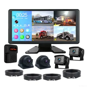 Iposter novo design 10.36in 12-36v, para caminhão dvr, monitor quad dividido, 360, câmera de backup, com alarme bsd, kit de rastreamento humano