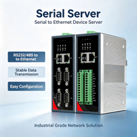 Servidor de Dispositivos Seriales de 4 Puertos para Riel DIN, RS232/485 a Ethernet, 2x Fast Ethernet, Aislado, Gateway Industrial para IIoT y SCADA