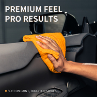 Serviette en microfibre sans bords OEM 16x16" 365GSM 365, mélange 70/30, sans rayures, pour le detailing automobile, la peinture de voiture, le verre et l'intérieur SGCB