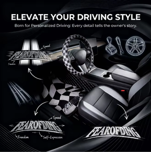 Alfombrillas Personalizadas para Auto con Diseño de Llamas, Base Antideslizante Resistente, Estilo Retro de Carreras, para Autos Modificados - Product Image 5