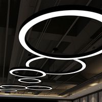 Lámpara Colgante LED Moderna de Perfil Redondo, Forma Personalizable, Anillo de Luz, Ideal para Supermercados, Centros Comerciales y Oficinas