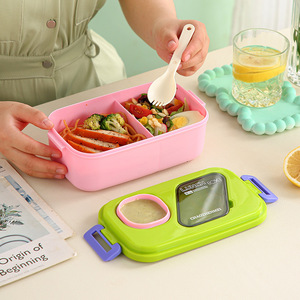 Colorful Rectangle <b>Lunch</b> <b>Box</b> With Two <b>Compartments</b> Food Grade Plastic For All Users YC9131 - Product Image 3
