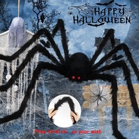 Venta al por mayor de adornos de araña de felpa extragrandes, nuevo diseño, accesorios para fiesta de Halloween, superventas, Araña, juega trucos