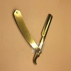 High Quality Customized Logo <b>Gold</b>-Plated Straight Razor Replaceable Blade Barber Tool for Hair Removal Safety Disposable - Product Image 1
