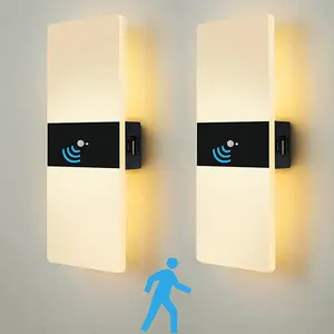 현대 USB LED Pir 센서 벽 램프 터치 무선 벽 sconce 센서 모션 라이트 충전식 램프