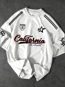 T-shirt streetwear surdimensionné, style jersey vintage personnalisé, imprimé graphique, 100% coton tricoté, unisexe pour hommes et femmes - Product Image 6