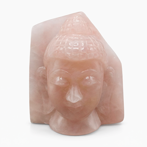 Tête de Bouddha en quartz rose - sculpture artisanale du visage serein du Bouddha - cristal/reiki/énergie de guérison - 4,8 pouces et 1,16 kg - Product Image 2
