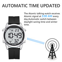 Reloj parlante digital atómico para ancianos recibe señales de EE. UU. Corrección automática de hora y fecha Números grandes Fácil de ver