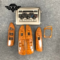 Kit de Mejora Interior para Toyota Land Cruiser LC100 FJ100 1998-2007, Panel de Control de Aire Acondicionado Plateado, Volante de Madera, Adorno para Ventana