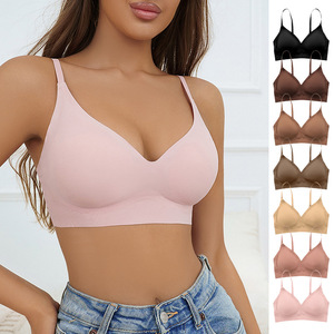 Vêtements de sport de yoga avec logo personnalisé, couleur unie, push-up lisse, sangle réglable, soutien-gorge sexy sans couture de sport en gros