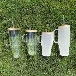 Taza de Vidrio Extra Grande de 40 oz con Asa para Camioneros, para Hidratación en Viajes Largos - Product Image 6