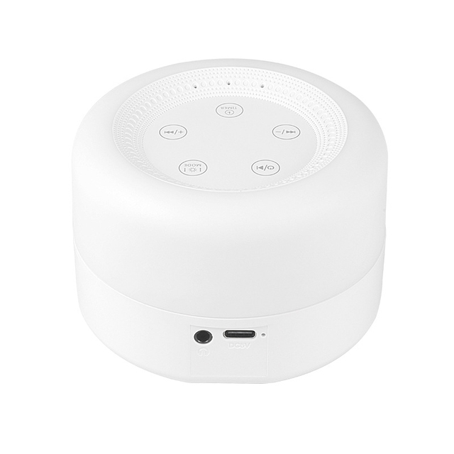 Plastic White Noise Machine for Travel Compact Portable Battery Operated with Timer Auto-Off Night Light