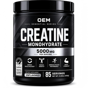 ผงครีเอทีนโมโนไฮเดรต OEM 5000 มก. ต่อหนึ่งหน่วยบริโภค 85 หน่วยบริโภค รสจืด อาหารเสริม - Product Image 1