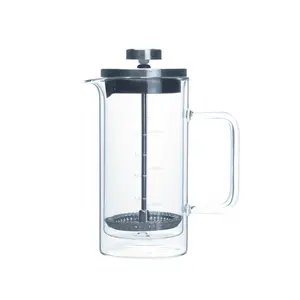 Wholesale French Press Glass Double Wall 350ml Cafeteira Prensa Francesa With Stainless Steel Lid