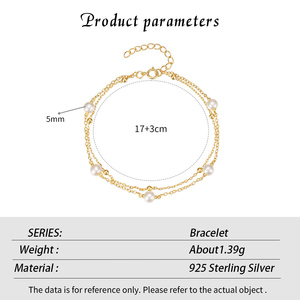 Wholesale classic S925 sterling silver stacking double <b>pearl</b> <b>bracelet</b> ladies temperament hot selling niche high-end <b>bracelet</b> - Product Image 3