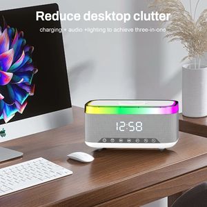 Custom Modern Desk Led Colorful Light Digital <strong>Alarm</strong> <strong>Clock</strong> Radio <strong>bluetooth</strong> Music <strong>Speaker</strong> <strong>Alarm</strong> <strong>Clock</strong> With <strong>Wireless</strong> Phone Charging - Product Image 2