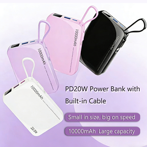 Batería Externa Portátil Mini <span class=keywords><strong>de</strong></span> 10,000mAh con Carga Súper Rápida PD <span class=keywords><strong>de</strong></span> 20W, Cable Integrado y Pantalla Digital, Superventas - Product Image 3