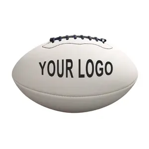 professionelle benutzerdefiniertes logo pu-leder fußball weiß schwarz rugby größe 9 amerikanischer fußball