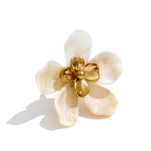 JINYOU 6233 Vibrant Summer Style Orange Glossy Resin Petal <strong>Ring</strong> Stainless Steel Adjustable Floral <strong>Statement</strong> <strong>Ring</strong> - Product Image 1