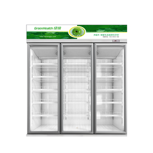 Supermarché/magasin avec trois portes en verre, réfrigérateur réfrigéré d'affichage de boissons de couleur champagne de luxe - Product Image 4